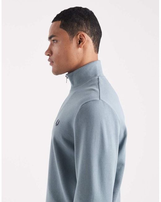 Fred Perry Blue Half Zip Sweatshirt for men