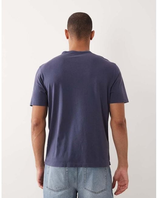 Mango Blue 100% Cotton Relaxed Fit T-shirt for men