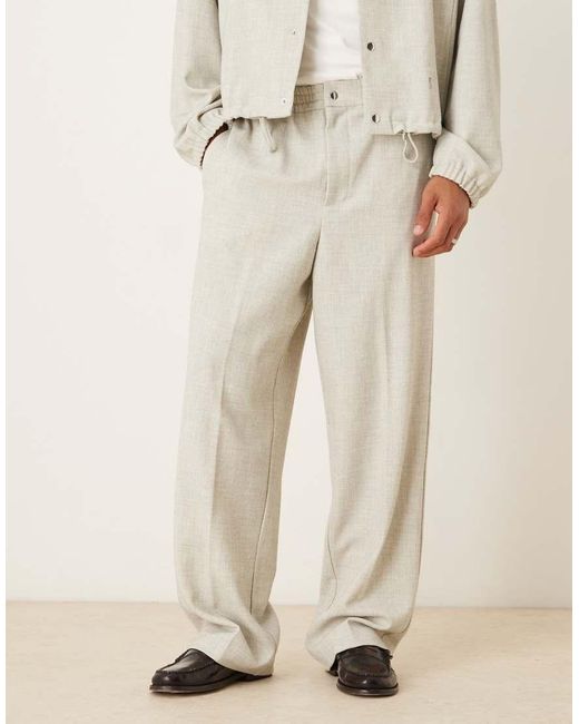 ASOS Natural Smart Melange Wide Leg Pants for men
