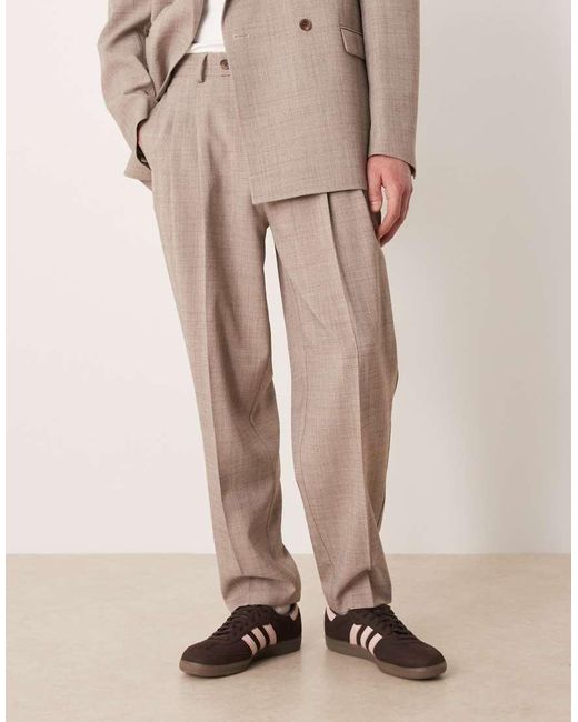 ASOS Natural Oversized Tapered Suit Trousers for men