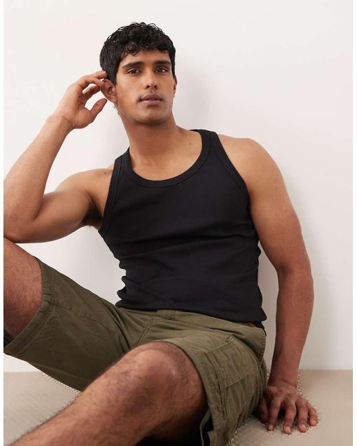 Jack & Jones Black Rib Tank Top for men