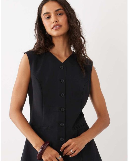 Abercrombie & Fitch Black Longline V-neck Waistcoat Co-ord