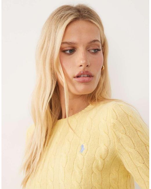 Polo Ralph Lauren Yellow Icon Logo Cotton Cable Knit Jumper