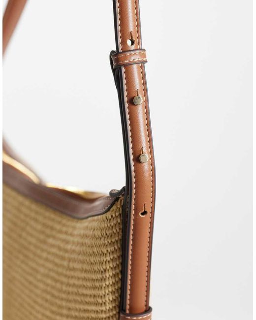 Mango White Woven Crossbody Bag