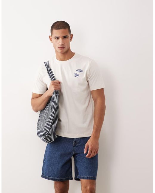 Mango Blue 100% Cotton Embroidered T-hirt for men