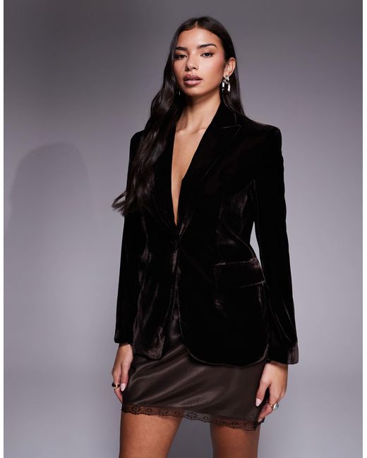 Mango Black Combi Velvet Tailored Jacket