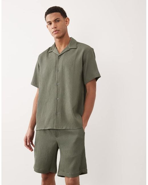 Jack & Jones Green Resort Shirt And Shorts Set for men