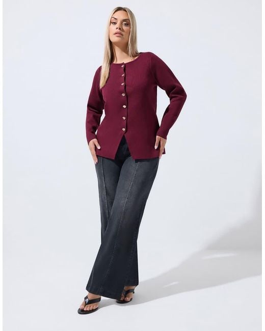 Yours Clothing Red Long Sleeve Knitted Top