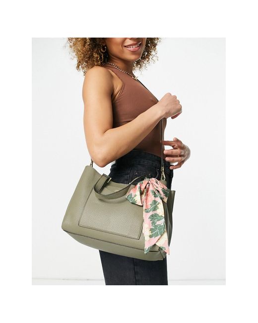 Steve Madden Green Parker Tote Bag With Scarf Tie