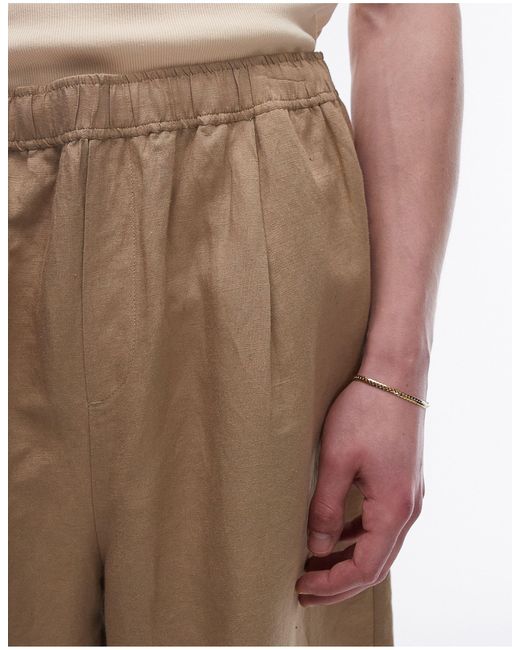 Topman White Co-ord Linen Rich Drop Crotch Shorts for men