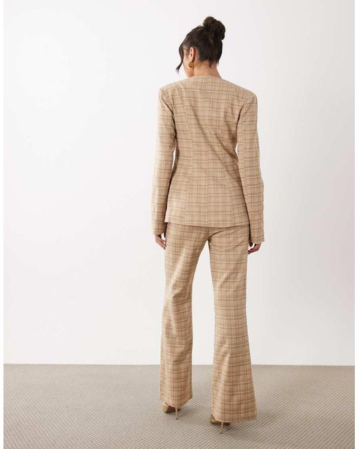 ASOS Natural Tailored Plaid Pants - Part Of A Set