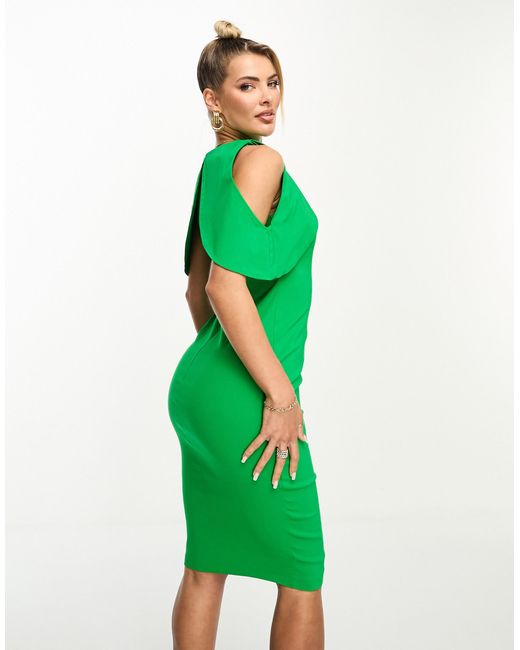 Cold shoulder bodycon midi dress hot sale