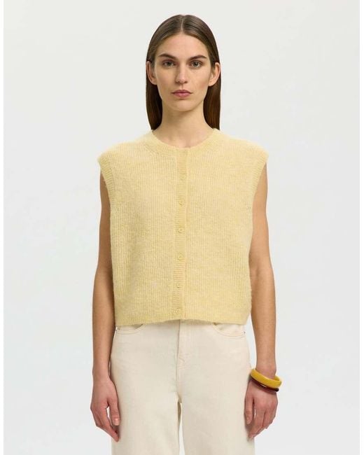 SELECTED Yellow Knitted Vest