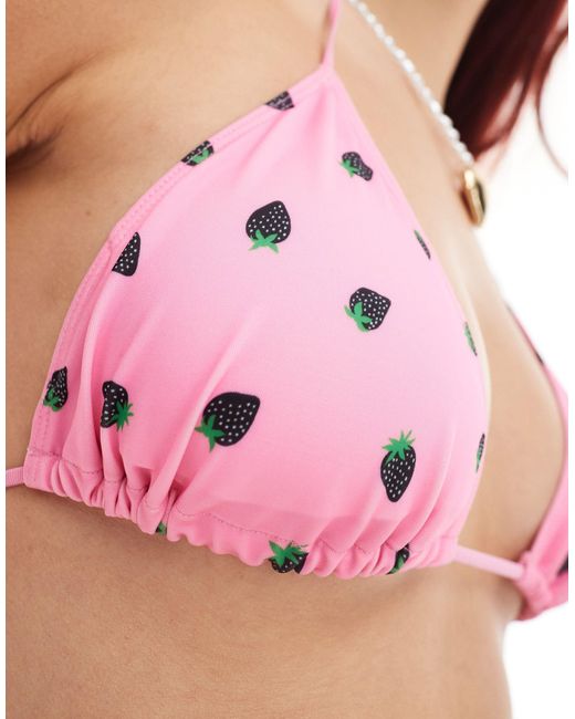 Monki Pink Mix And Match Triangle Bikini Top