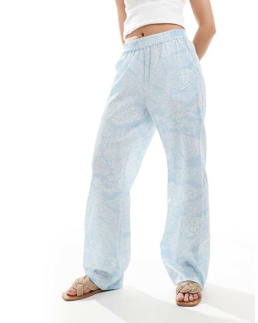 Vero Moda Broek Met Wijde Pijpen En Elastische Taille in het Blue