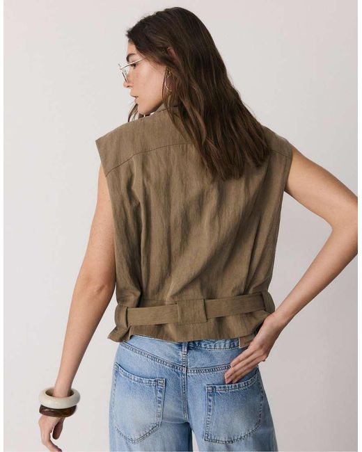 Stradivarius Brown Flowing Utility Waistcoat