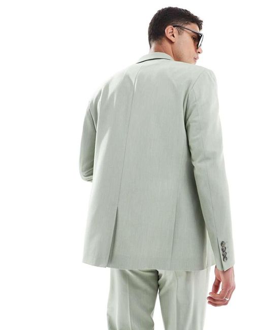 ASOS Regular-Fit Double-Breasted Colbert in het White voor heren