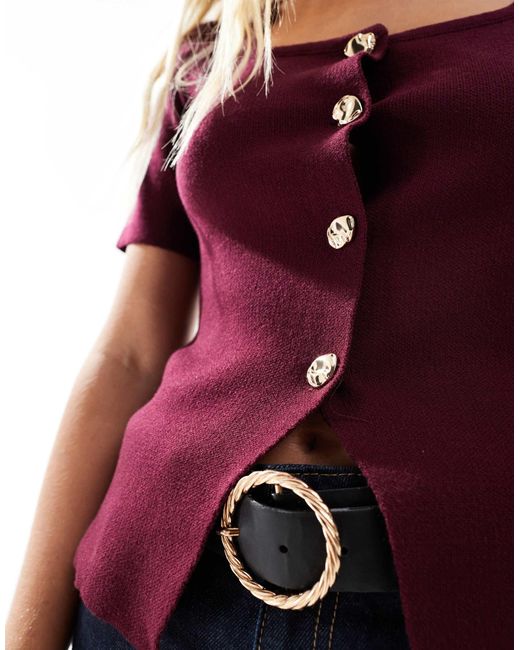 New Look Purple – kurzärmlige strickjacke