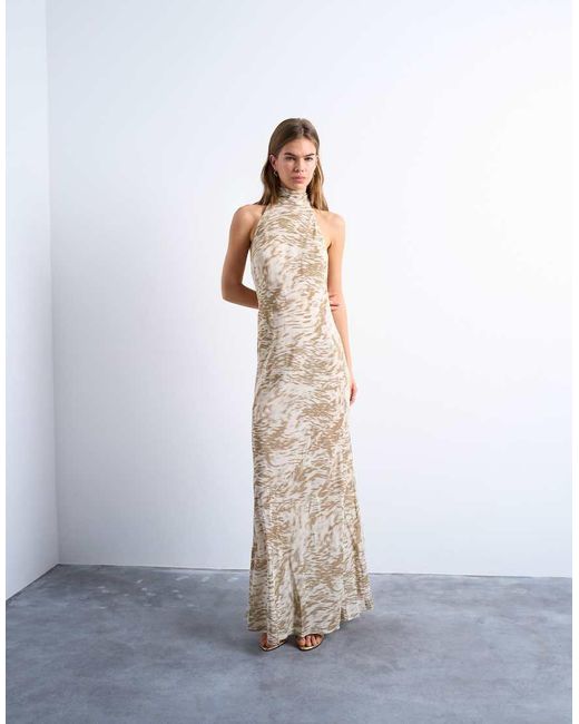 TOPSHOP White Full Neck Halter Midi Dress