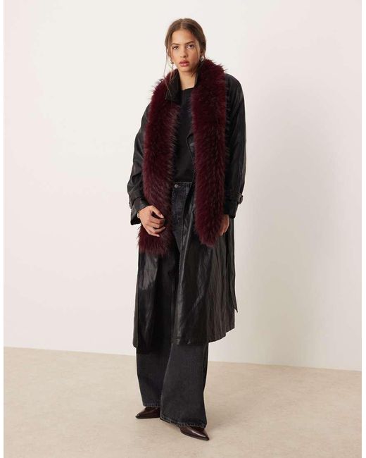 ASOS Sjaal Van Imitatiebont in het Red