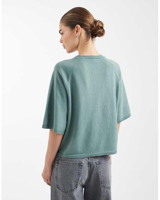 ONLY Green Boxy Knitted Short Sleeve Top