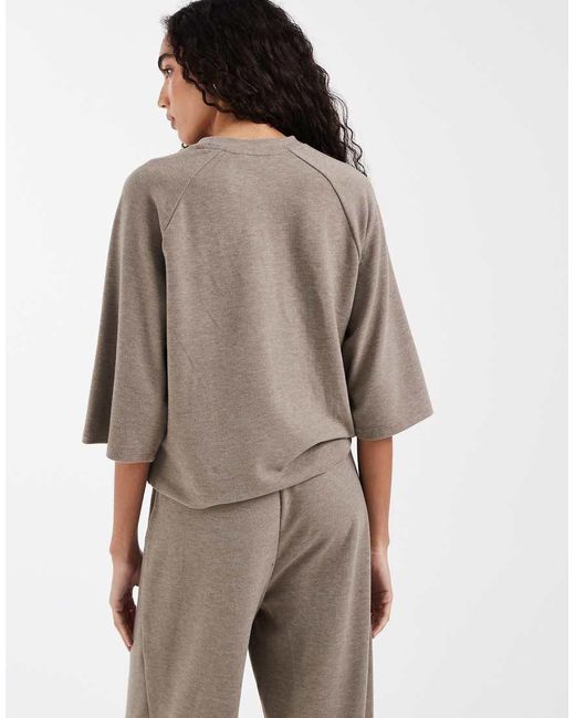 ONLY Brown Soft Texture Boxy T-Shirt Co-Ord