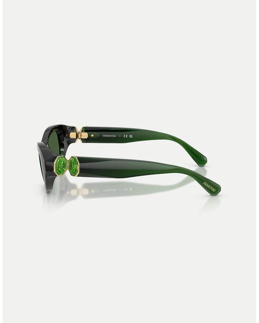Swarovski Green Rectangle Sunglasses With Lens