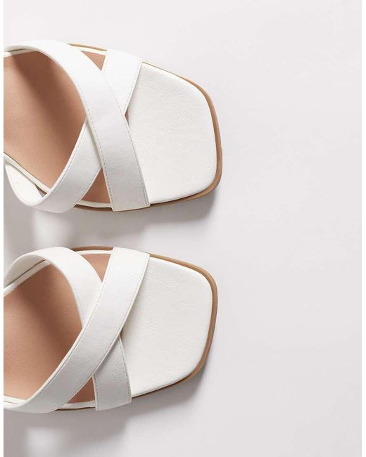 New Look White Cross Strap Block Heeled Sandal