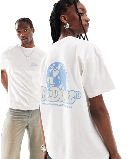 Camiseta holgada unisex con estampado gráfico en la parte trasera trooper Dr. Denim de color White