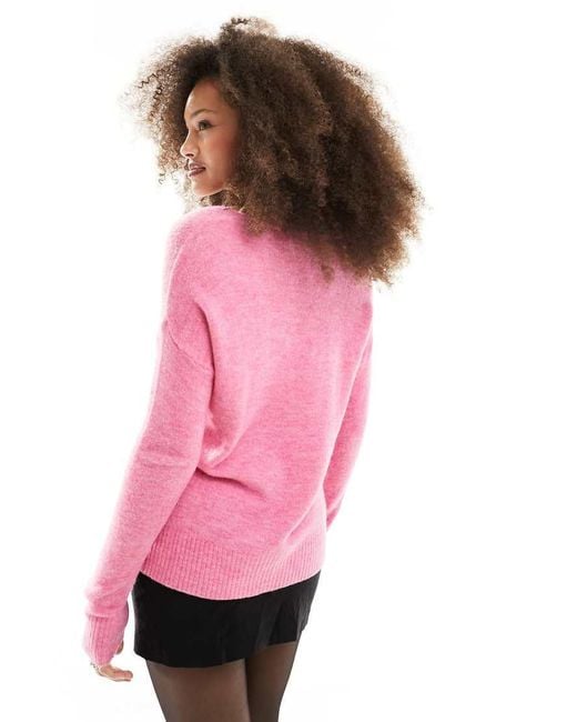 Jdy Pink V Neck Long Sleeve Knit Jumper
