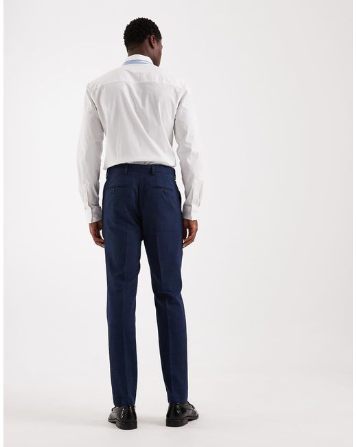 SELECTED Blue Linen Blend Slim Fit Trousers for men