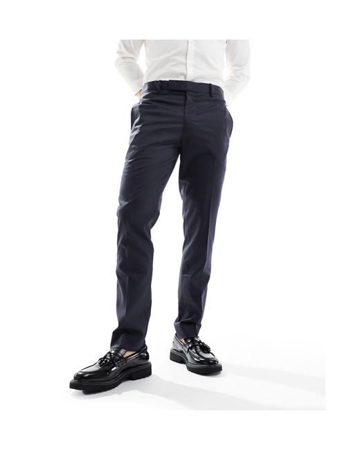 Bolongaro Trevor Blue Wedding Plain Skinny Suit Trousers for men