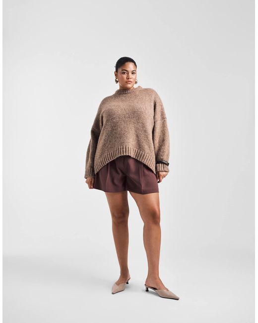 Asos design curve - pull oversize à col ras ASOS en coloris Brown
