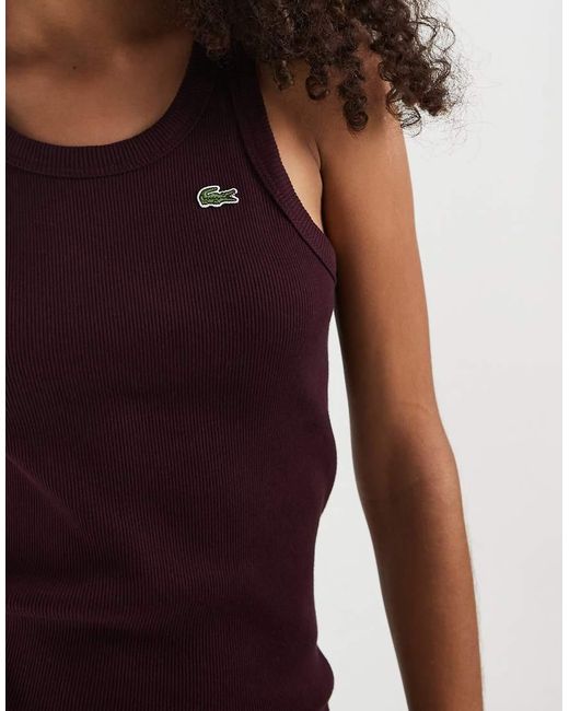 Lacoste Blue Slim Fit Ribbed Cotton Tank Top