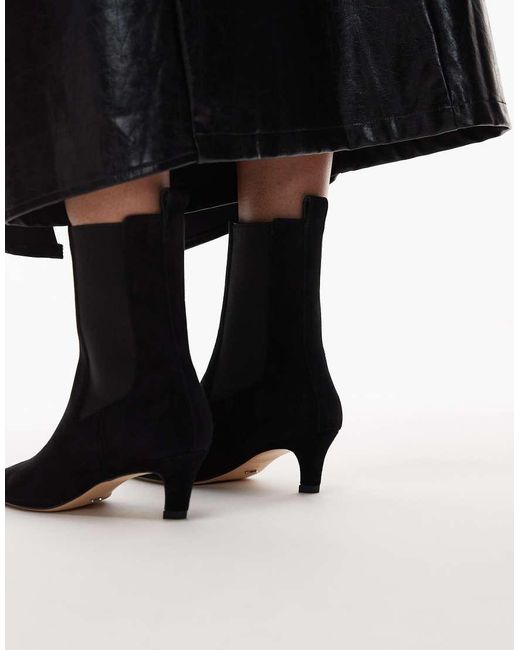 Tony Bianco Black Eloise Curved Kitten Heel Ankle Boots