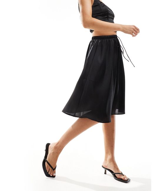 ASOS Black Full Satin 90's Length Skirt