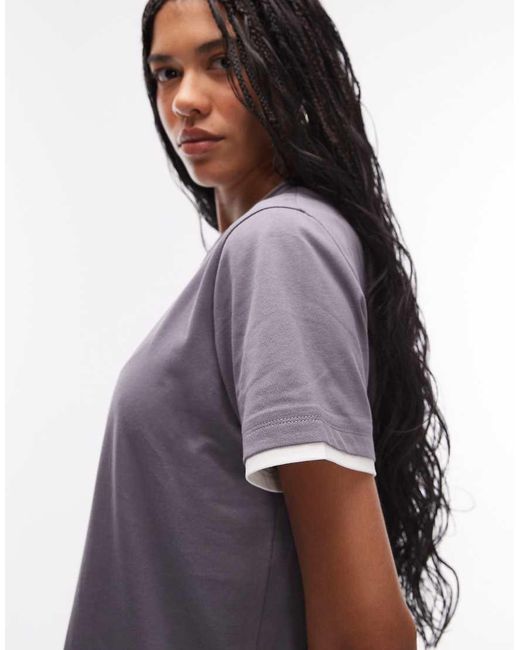 ASOS Purple Short Sleeve Double Layer Oversized Top