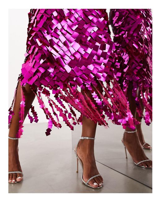 ASOS Pink Square Paillette Sequin Midi Skirt
