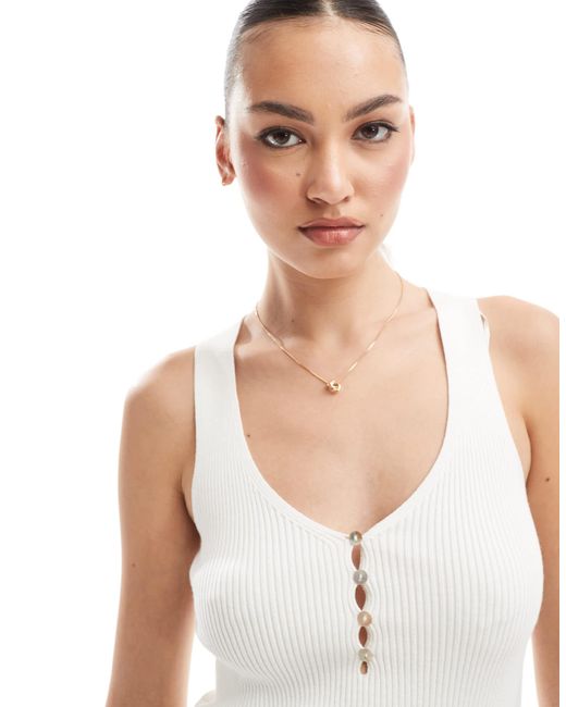 Stradivarius Natural Light Knitted Button Detail Vest