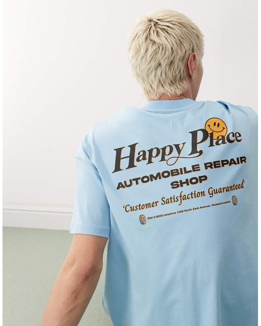 Collusion Blue Tee With Smile Print for men