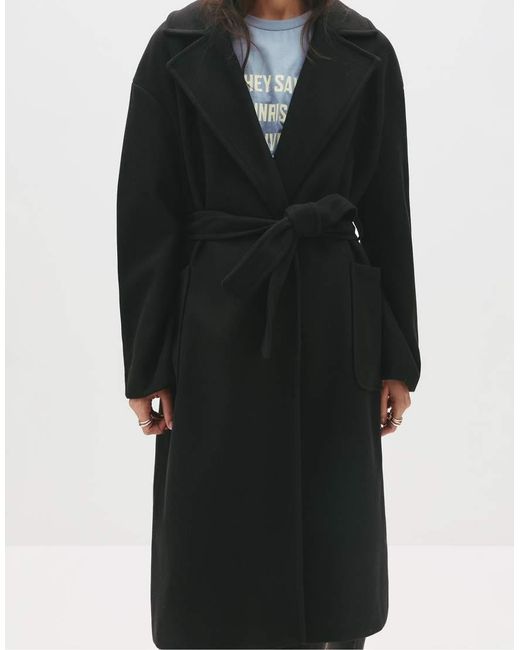 Pull&Bear Black Long Belted Coat