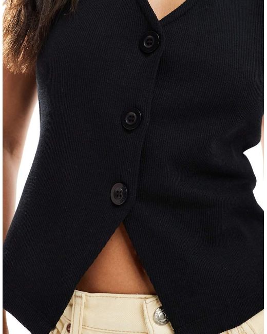 Miss Selfridge Blue Sleeveless Soft Rib Waistcoat Co Ord
