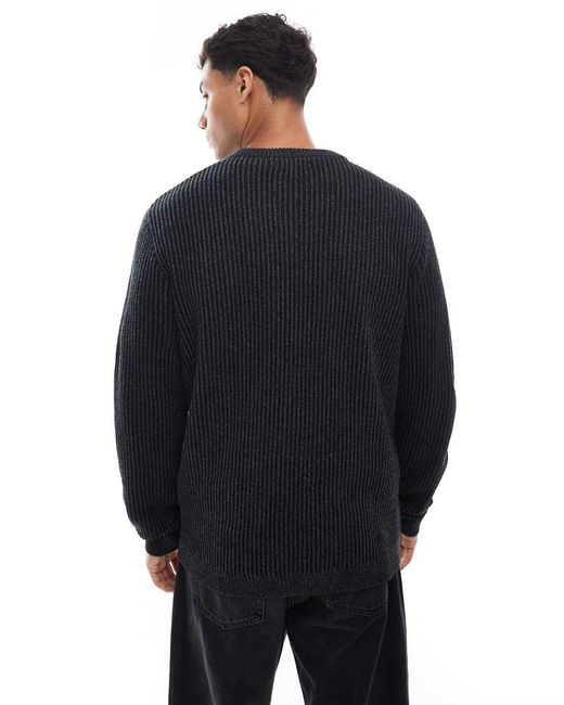 Jack & Jones Blue Oversized Thick Ribbed Jumper for men
