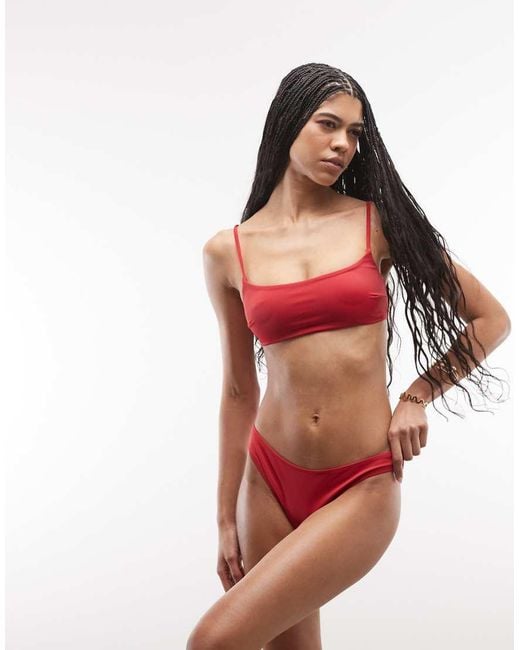 Weekday Red Square Neck Bikini Top