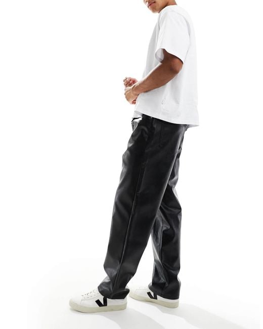 ASOS – weite hose aus kunstleder in Black für Herren