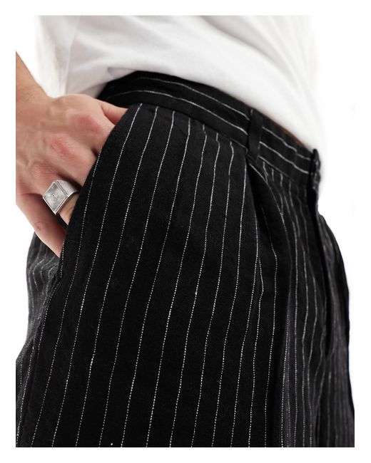Uno - pantalon décontracté coupe ajustée en lin à fines rayures - et blanc Weekday pour homme en coloris White