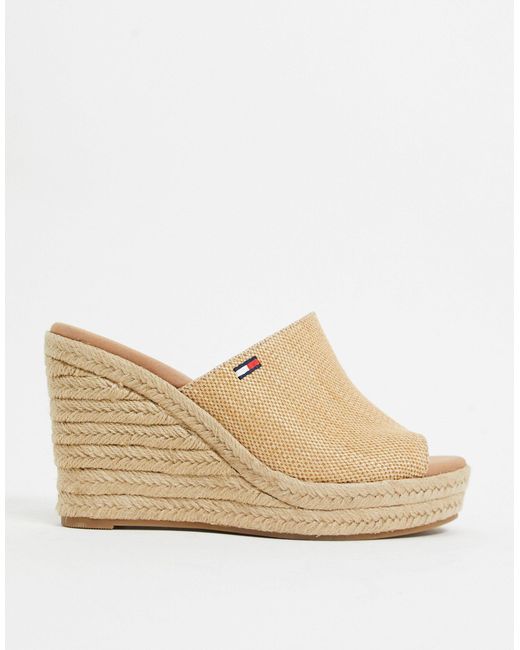 Tommy Hilfiger Muiltjes Met Sleehak in het Naturel | Lyst NL