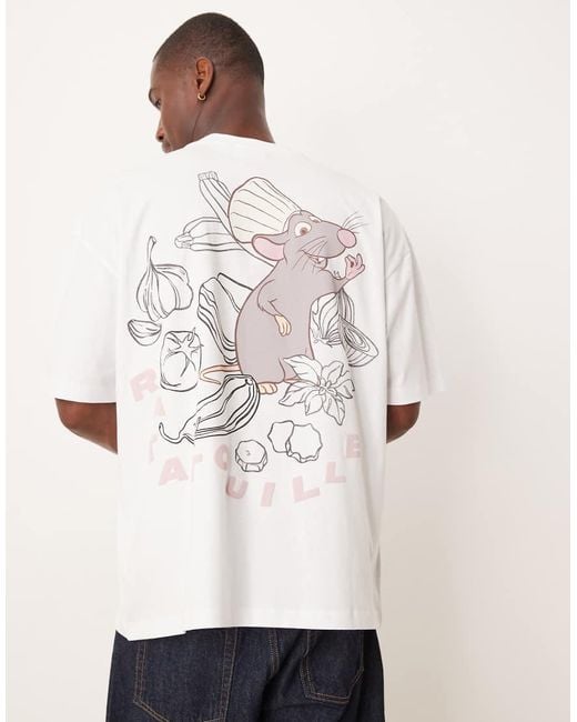 Camiseta Blanca Extragrande Con Estampado De "Ratatouille" De Disney Pixar De ASOS de color Blue