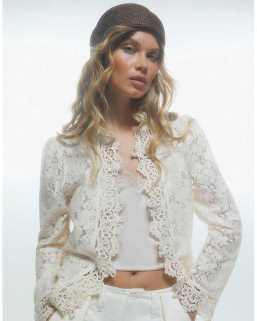 River Island Gray Lace Detail Drummer Jacket