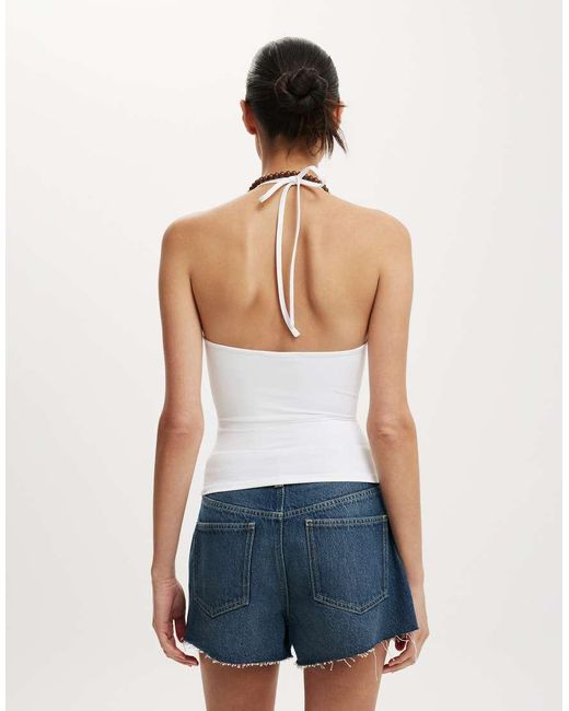 Cotton On White Hold Me Tie Halter